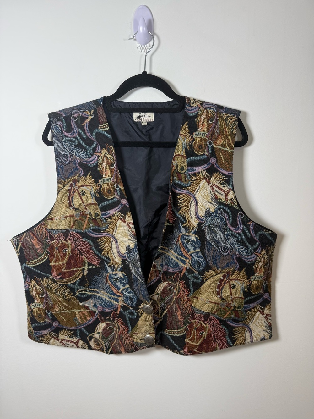 ASH CREEK | Vintage Equestrian Horse Tapestry Vest Size XXL